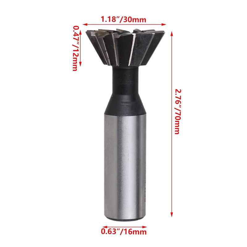 CNBTR 30mm Dia 60-Degree Silver HSS Double-Edged Dovetail Tool Metalworking End Mill 12 Flutes - Image 4